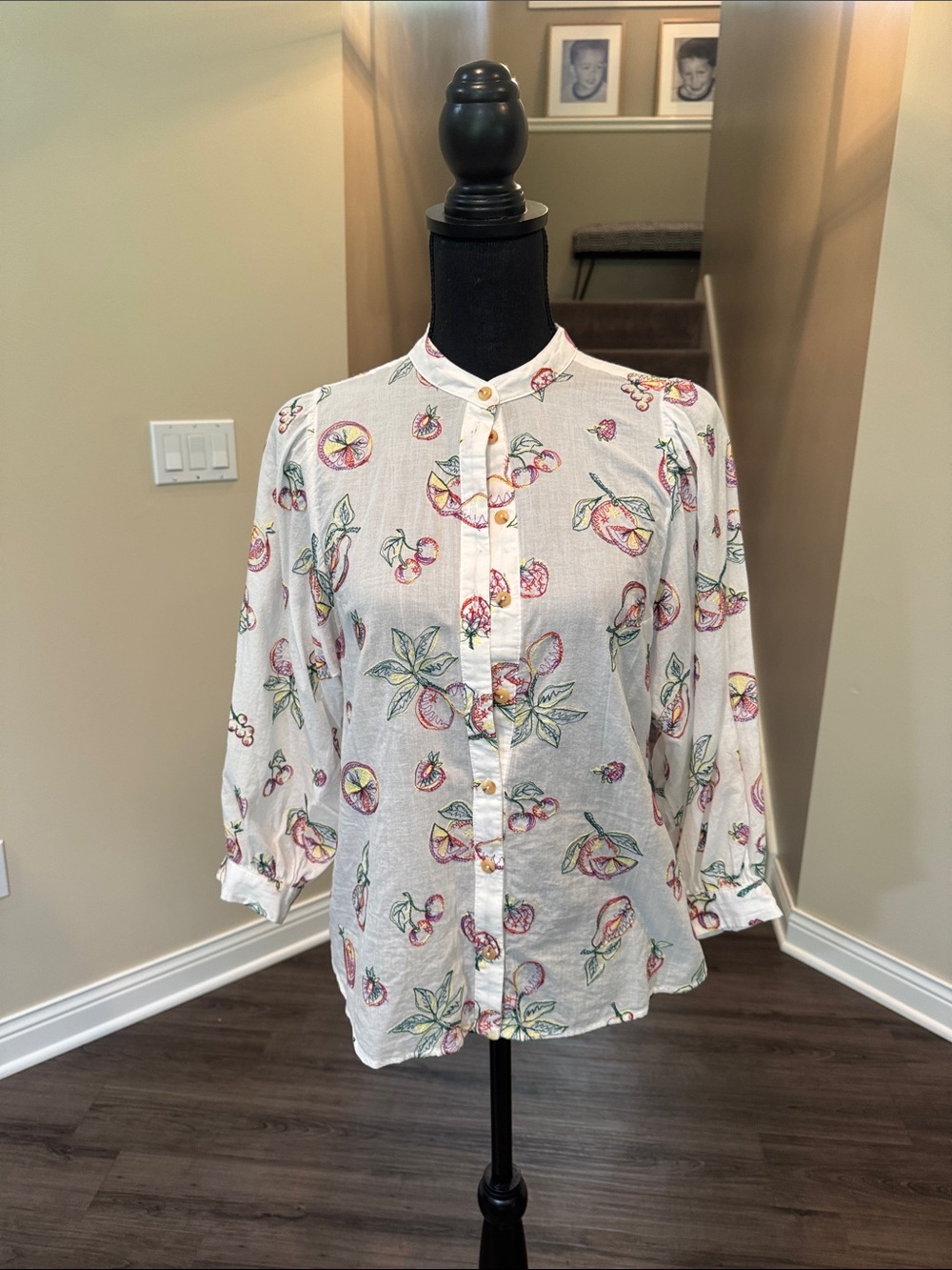 Pilcro White Citrus & Floral Button-Down Top